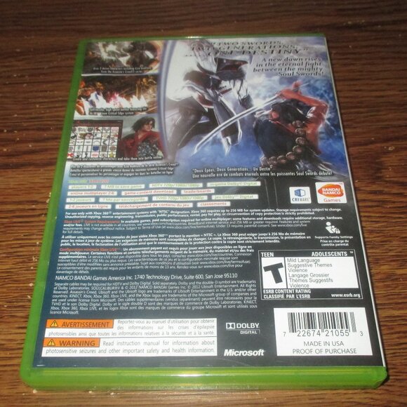 Soul Calibur V (Microsoft Xbox 360, 2012) with English / French manual - Picture 3 of 3